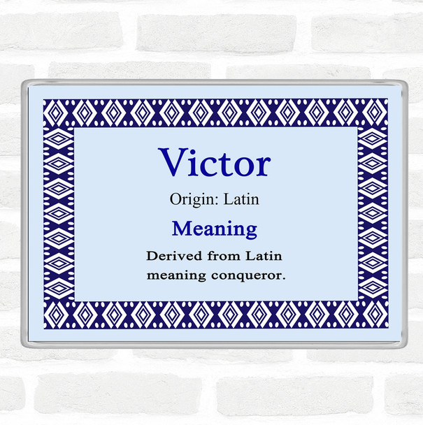 Victor Name Meaning Jumbo Fridge Magnet Blue