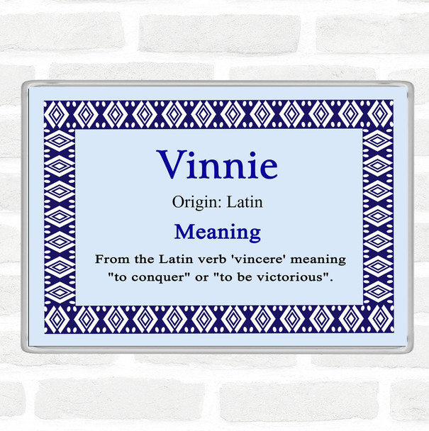 Vinnie Name Meaning Jumbo Fridge Magnet Blue