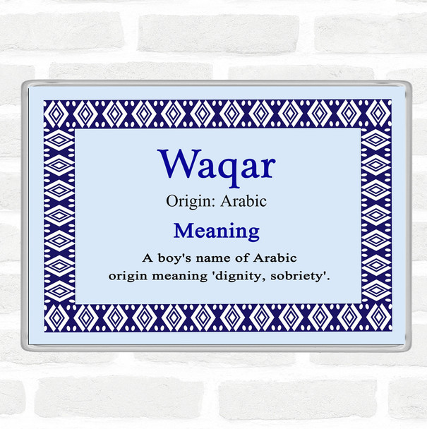 Waqar Name Meaning Jumbo Fridge Magnet Blue