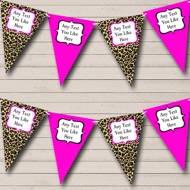Leopard Print & Hot Pink Personalised Hen Do Night Party Bunting