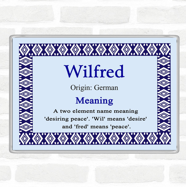 Wilfred Name Meaning Jumbo Fridge Magnet Blue