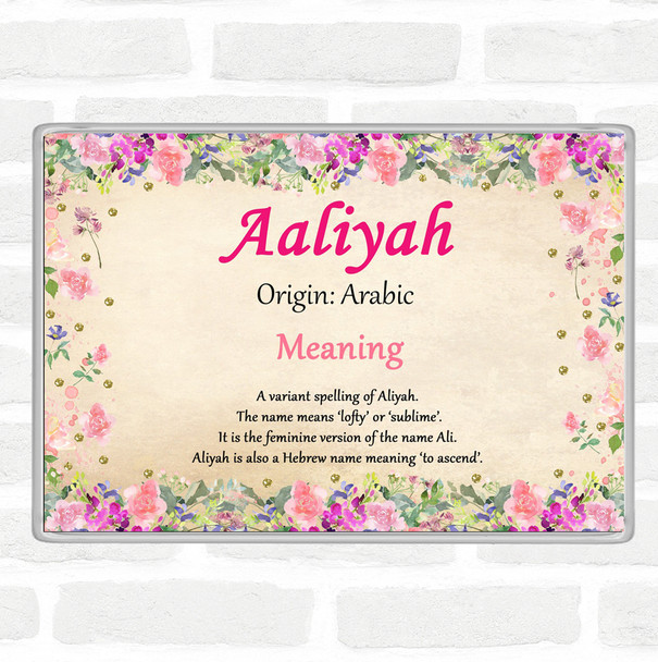 Aaliyah Name Meaning Jumbo Fridge Magnet Floral