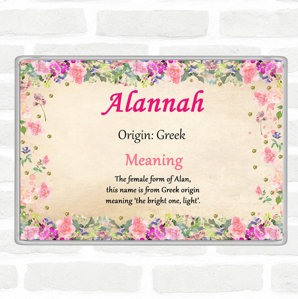 Alannah Name Meaning Jumbo Fridge Magnet Floral