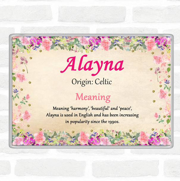 Alayna Name Meaning Jumbo Fridge Magnet Floral