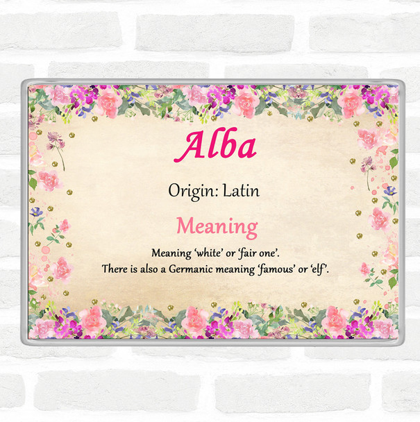 Alba Name Meaning Jumbo Fridge Magnet Floral