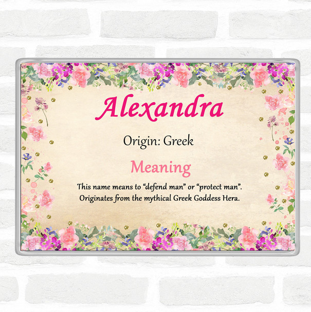 Alexandra Name Meaning Jumbo Fridge Magnet Floral