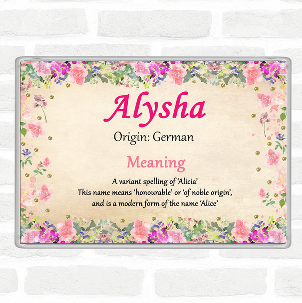 Alysha Name Meaning Jumbo Fridge Magnet Floral