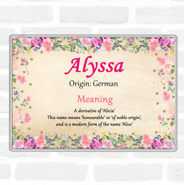 Alyssa Name Meaning Jumbo Fridge Magnet Floral