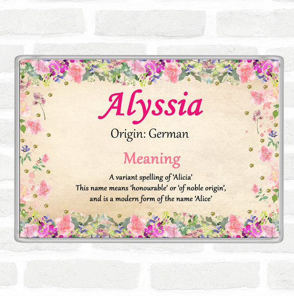 Alyssia Name Meaning Jumbo Fridge Magnet Floral
