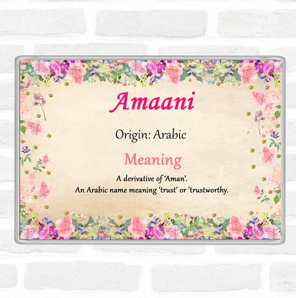 Amaani Name Meaning Jumbo Fridge Magnet Floral
