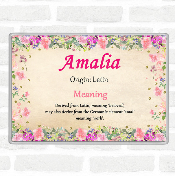 Amalia Name Meaning Jumbo Fridge Magnet Floral