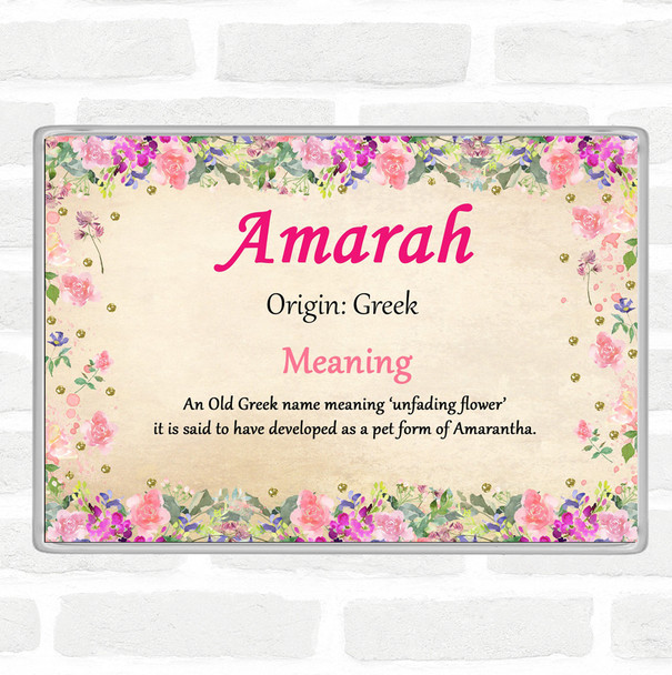 Amarah Name Meaning Jumbo Fridge Magnet Floral