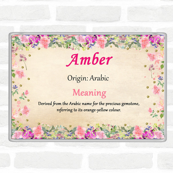 Amber Name Meaning Jumbo Fridge Magnet Floral