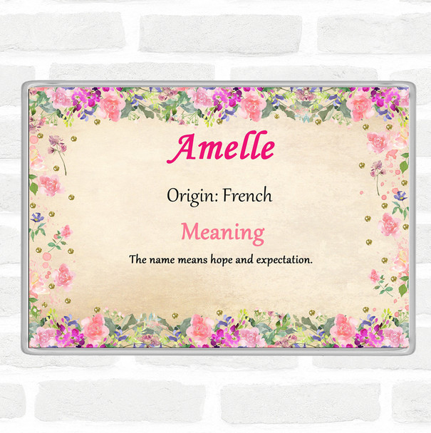 Amelle Name Meaning Jumbo Fridge Magnet Floral