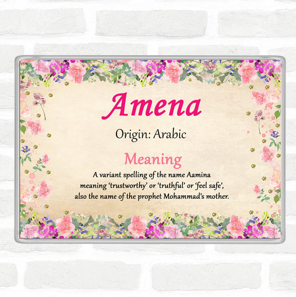 Amena Name Meaning Jumbo Fridge Magnet Floral