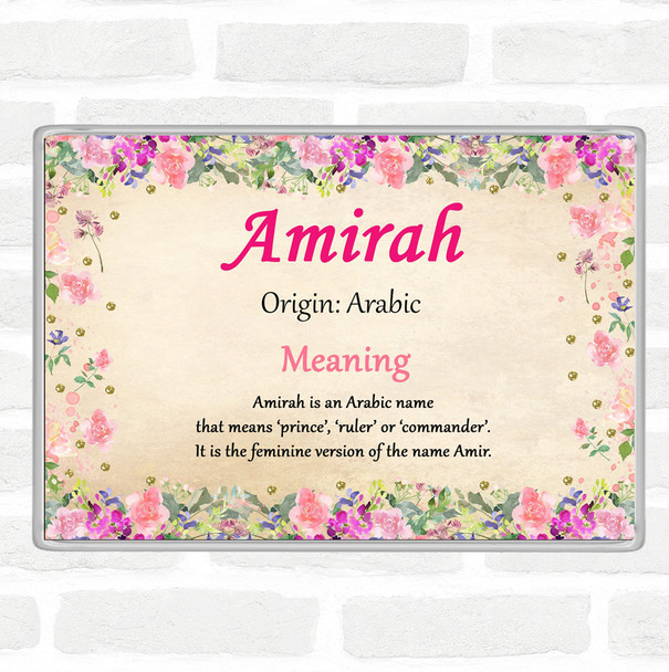 Amirah Name Meaning Jumbo Fridge Magnet Floral