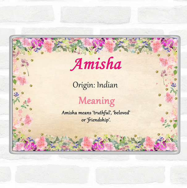 Amisha Name Meaning Jumbo Fridge Magnet Floral