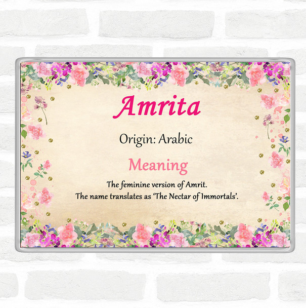 Amrita Name Meaning Jumbo Fridge Magnet Floral