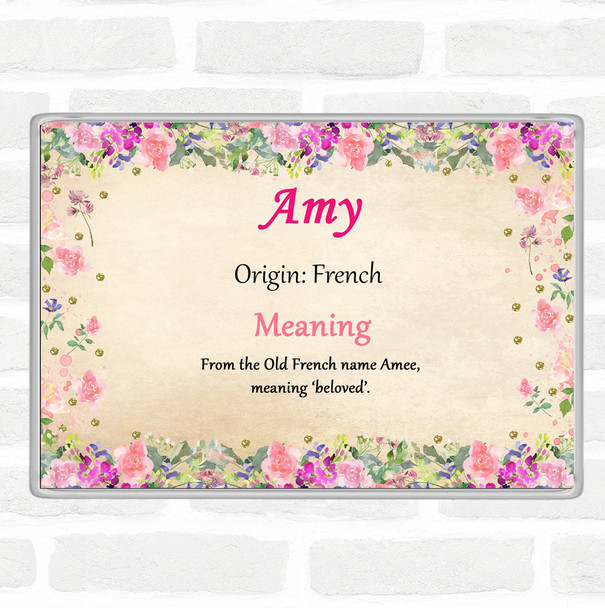 Amy Name Meaning Jumbo Fridge Magnet Floral