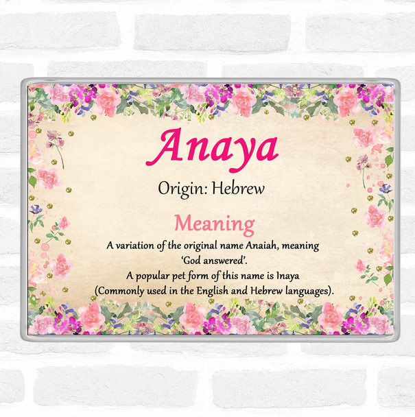 Anaya Name Meaning Jumbo Fridge Magnet Floral