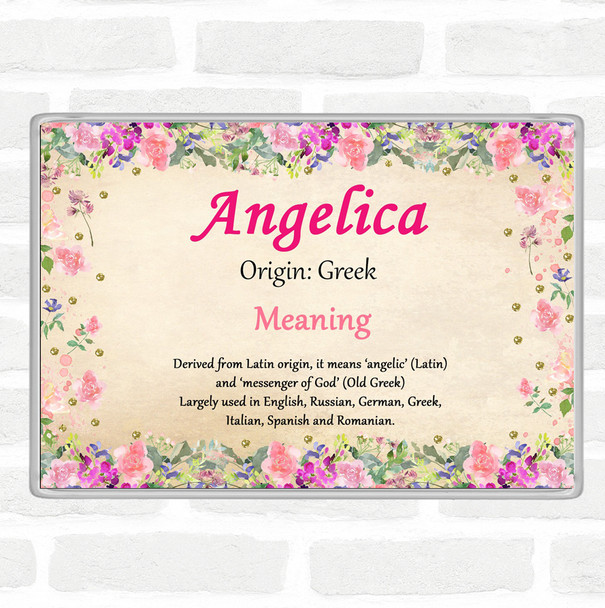 Angelica Name Meaning Jumbo Fridge Magnet Floral
