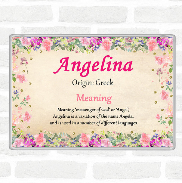 Angelina Name Meaning Jumbo Fridge Magnet Floral