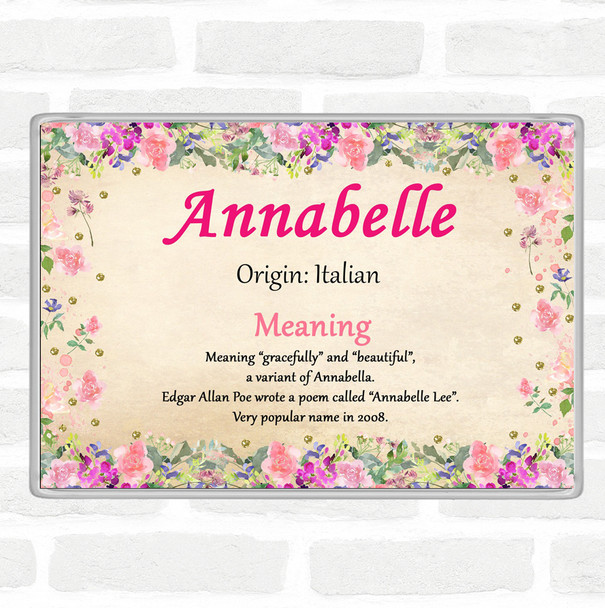 Annabelle Name Meaning Jumbo Fridge Magnet Floral