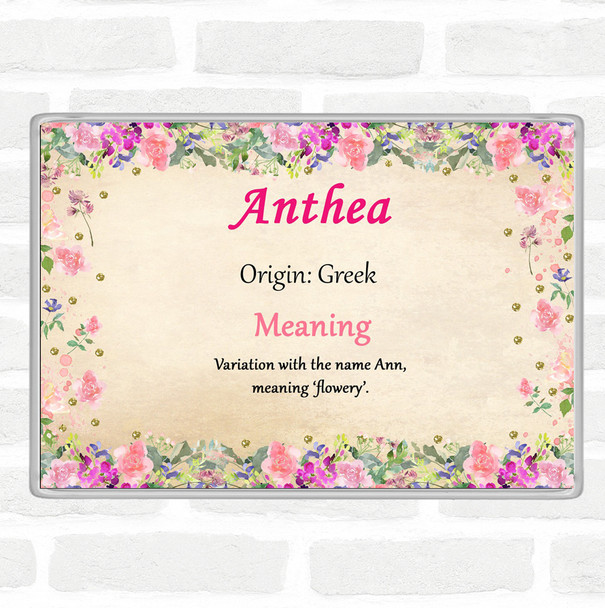 Anthea Name Meaning Jumbo Fridge Magnet Floral