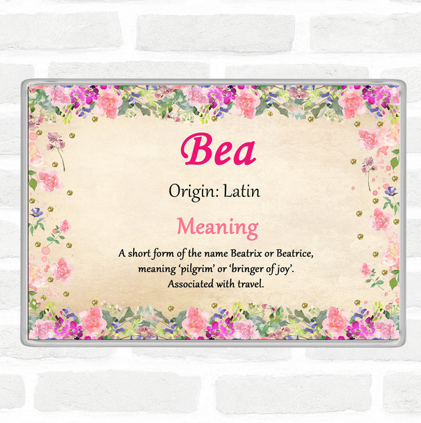 Bea Name Meaning Jumbo Fridge Magnet Floral