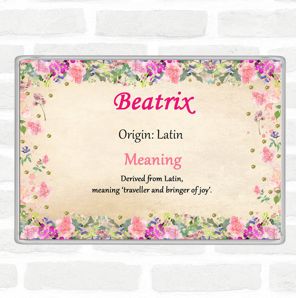 Beatrix Name Meaning Jumbo Fridge Magnet Floral