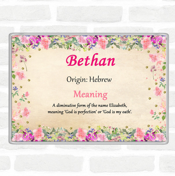 Bethan Name Meaning Jumbo Fridge Magnet Floral