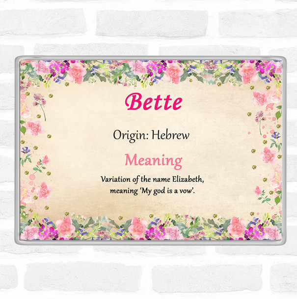 Bette Name Meaning Jumbo Fridge Magnet Floral