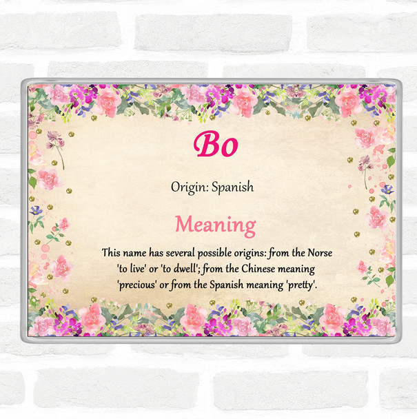 Bo Name Meaning Jumbo Fridge Magnet Floral