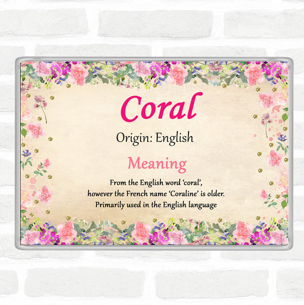 Coral Name Meaning Jumbo Fridge Magnet Floral