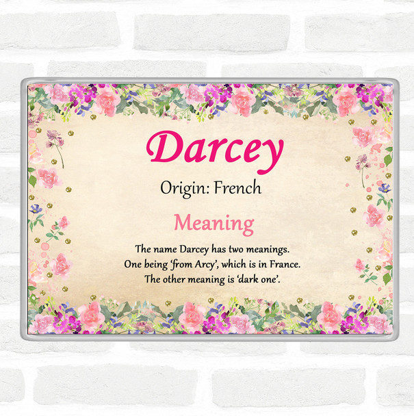 Darcey Name Meaning Jumbo Fridge Magnet Floral