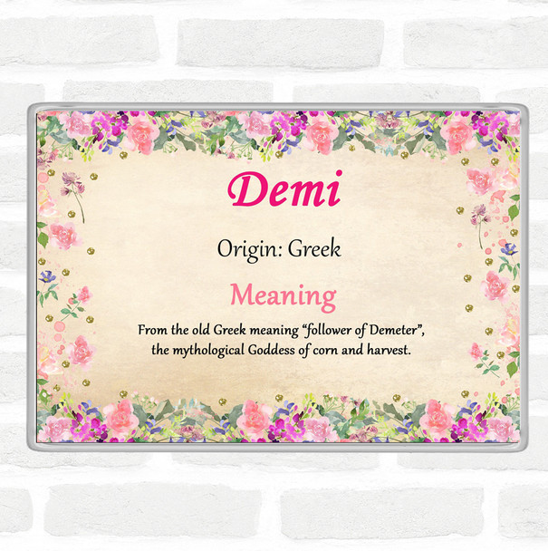 Demi Name Meaning Jumbo Fridge Magnet Floral