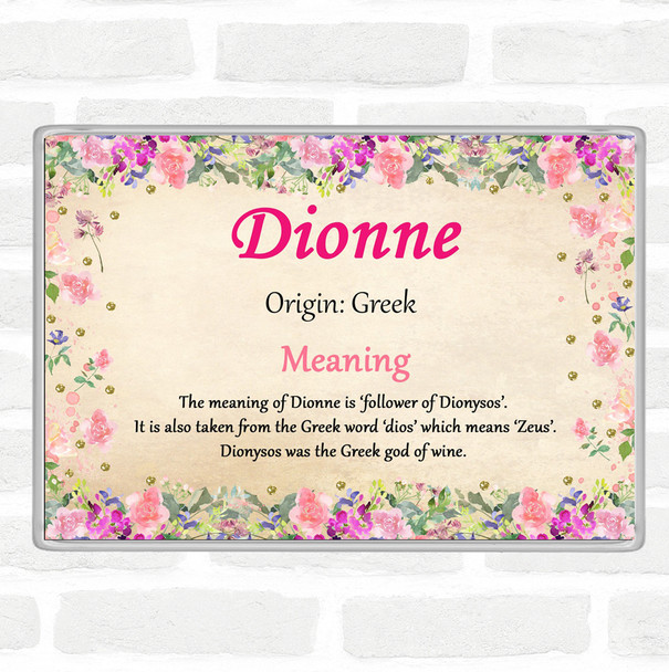 Dionne Name Meaning Jumbo Fridge Magnet Floral