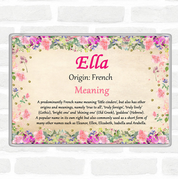 Ella Name Meaning Jumbo Fridge Magnet Floral