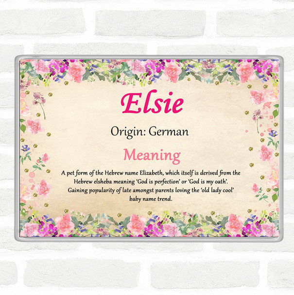 Elsie Name Meaning Jumbo Fridge Magnet Floral