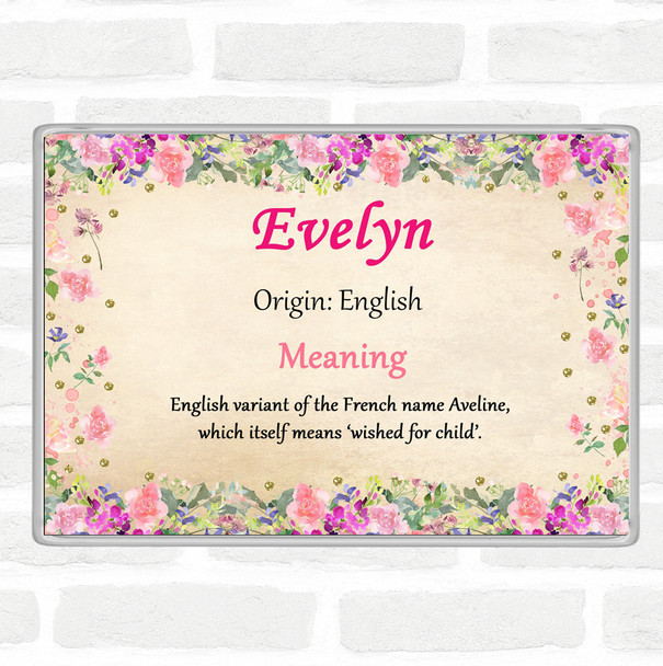 Evelyn Name Meaning Jumbo Fridge Magnet Floral