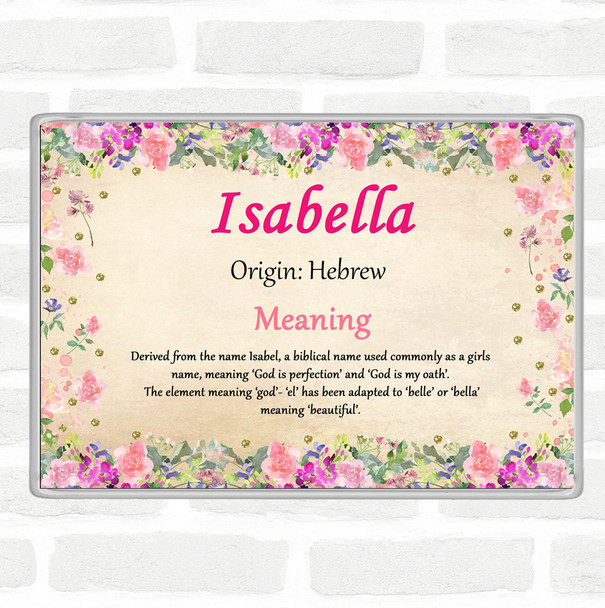 Isabella Name Meaning Jumbo Fridge Magnet Floral