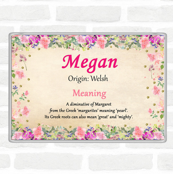 Megan Name Meaning Jumbo Fridge Magnet Floral