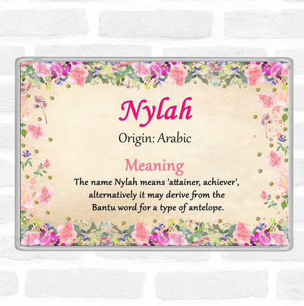 Nylah Name Meaning Jumbo Fridge Magnet Floral