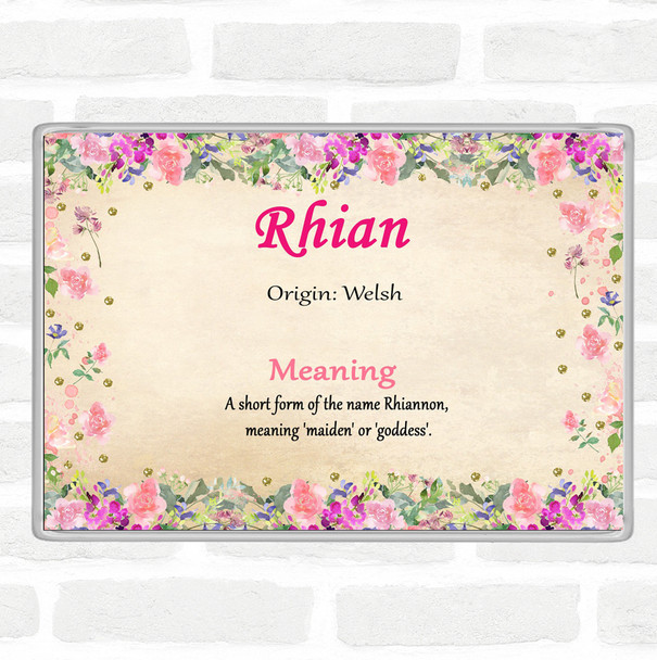 Rhian Name Meaning Jumbo Fridge Magnet Floral