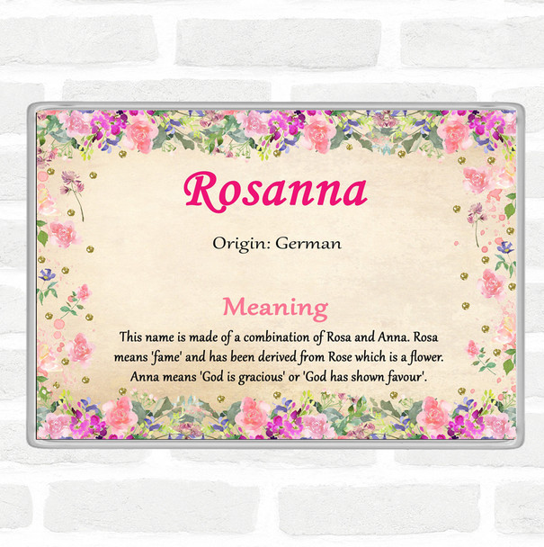 Rosanna Name Meaning Jumbo Fridge Magnet Floral