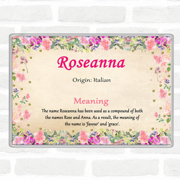 Roseanna Name Meaning Jumbo Fridge Magnet Floral