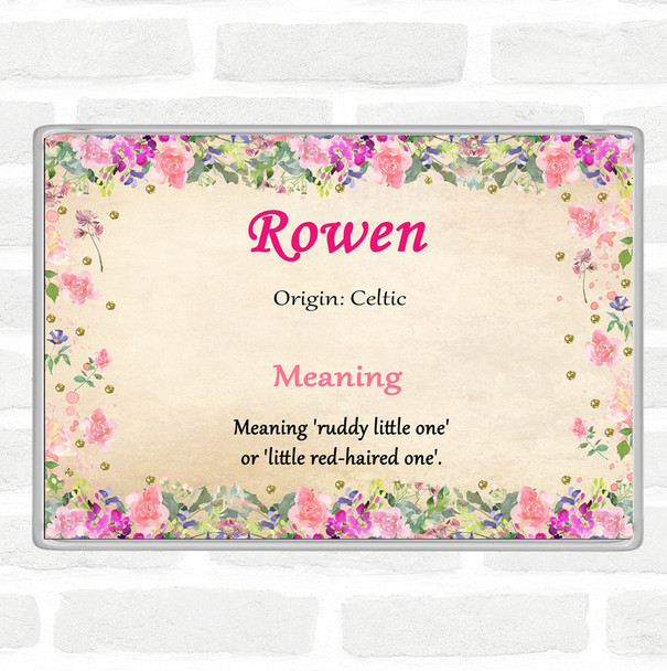 Rowen Name Meaning Jumbo Fridge Magnet Floral