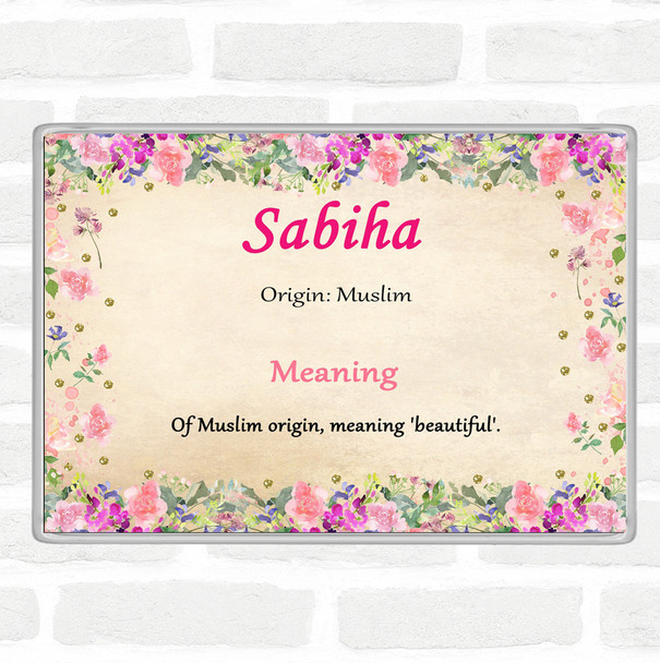 Sabiha Name Meaning Jumbo Fridge Magnet Floral