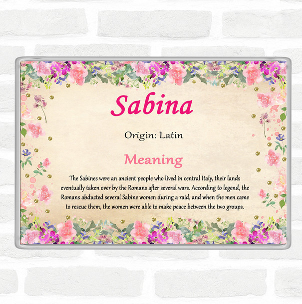 Sabina Name Meaning Jumbo Fridge Magnet Floral