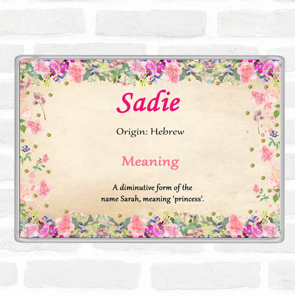 Sadie Name Meaning Jumbo Fridge Magnet Floral